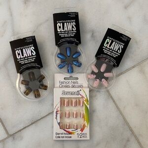 Claws Nail Set - Black, Blue, Pink
